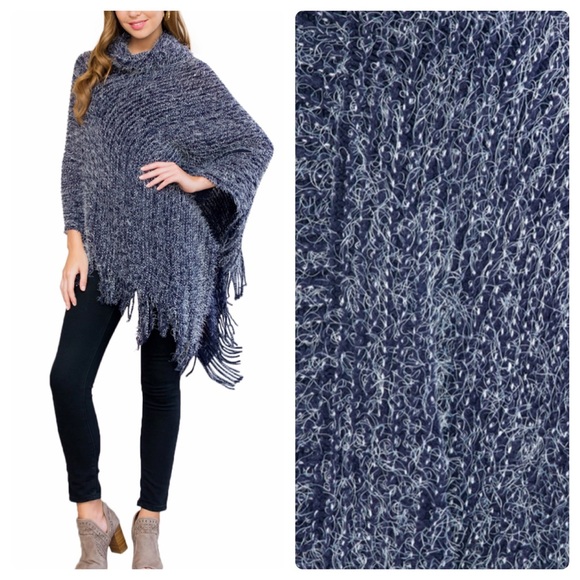 1 left❤️2 for $40❤️soft navy poncho - Picture 2 of 8